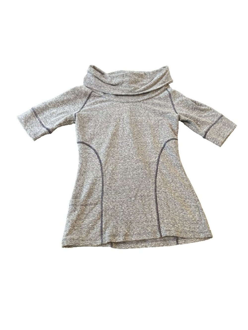 Athleta Heather Gray Purple Cowl Neck Womens Tunic Top XS Cowl‎ Neck 3/4 Sleeve